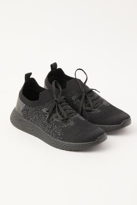 pvc lace up men's sneakers - black
