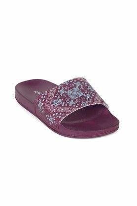 pvc slide strap womens casual sliders - maroon