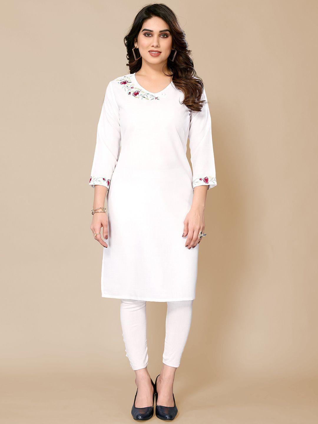 pyari - a style for every story floral embroidered cotton straight kurta