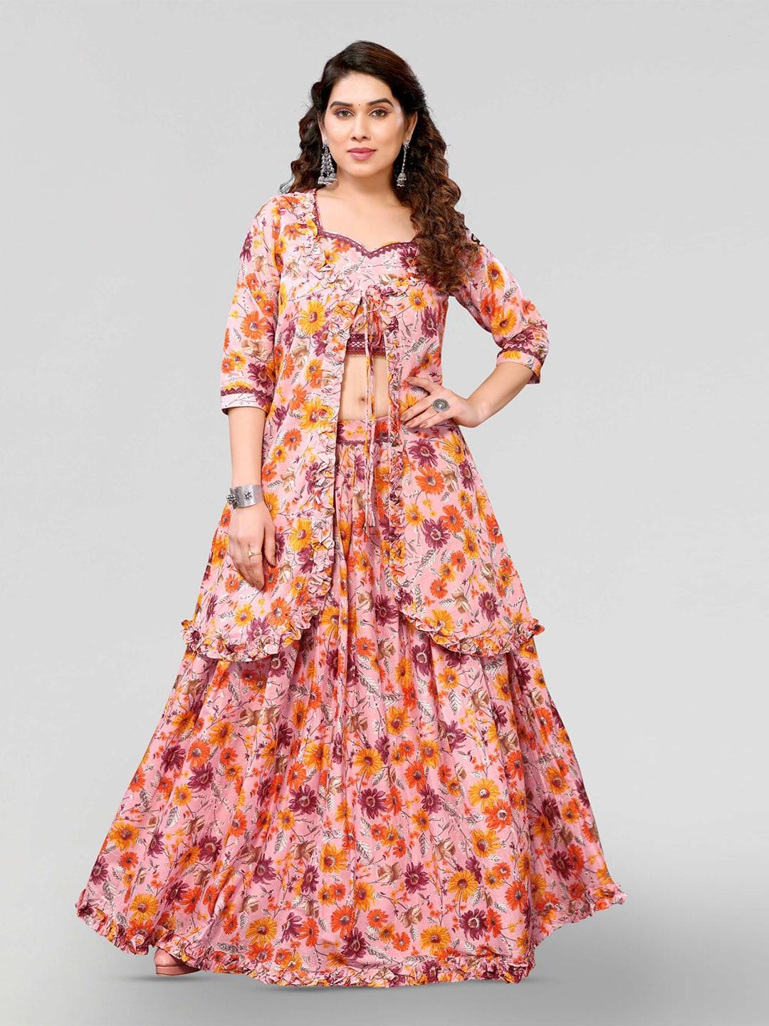 pyari - a style for every story floral printed ready to wear lehenga & blouse with shrug