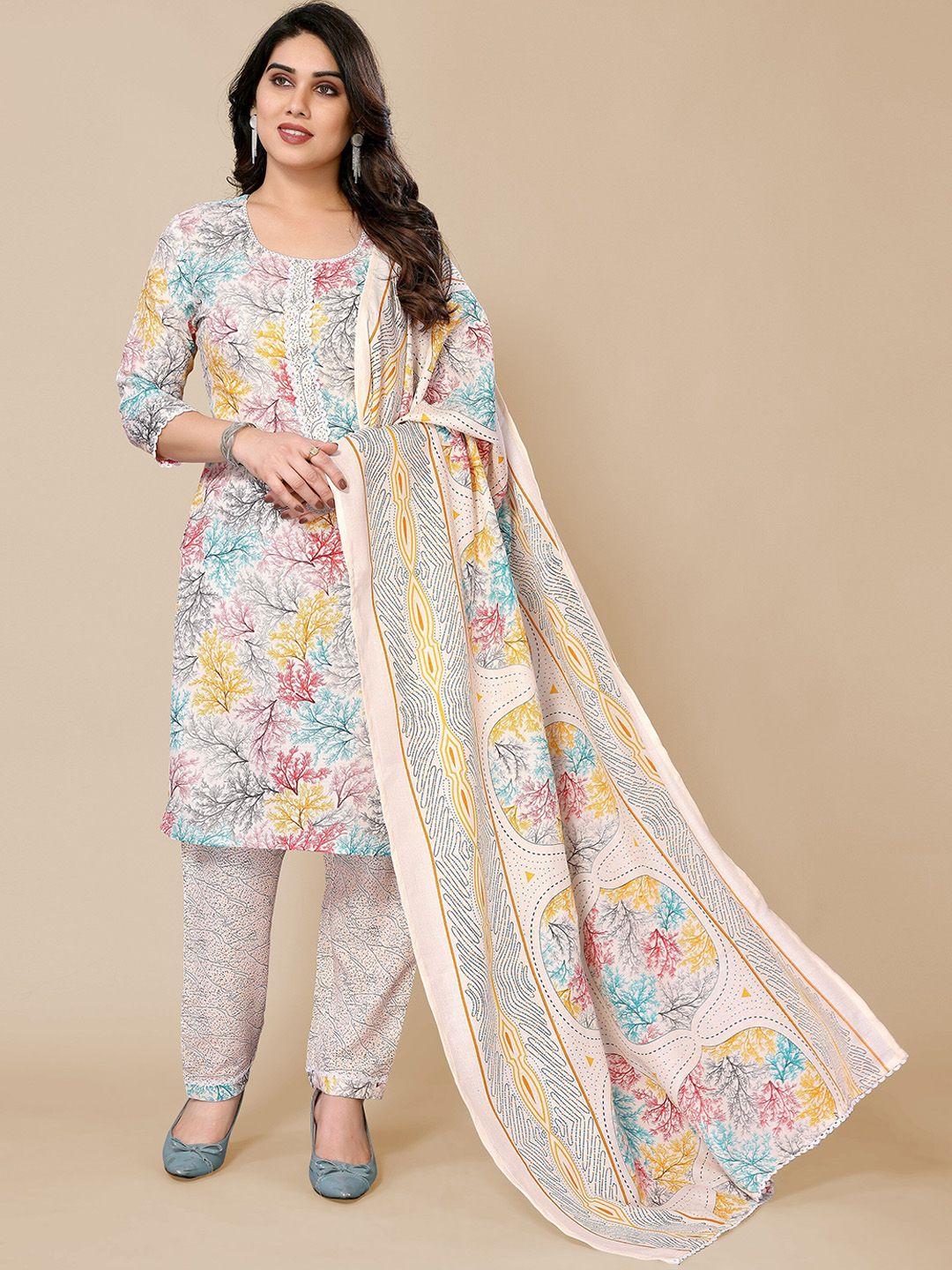 pyari - a style for every story floral printed straight kurta & trouser with dupatta