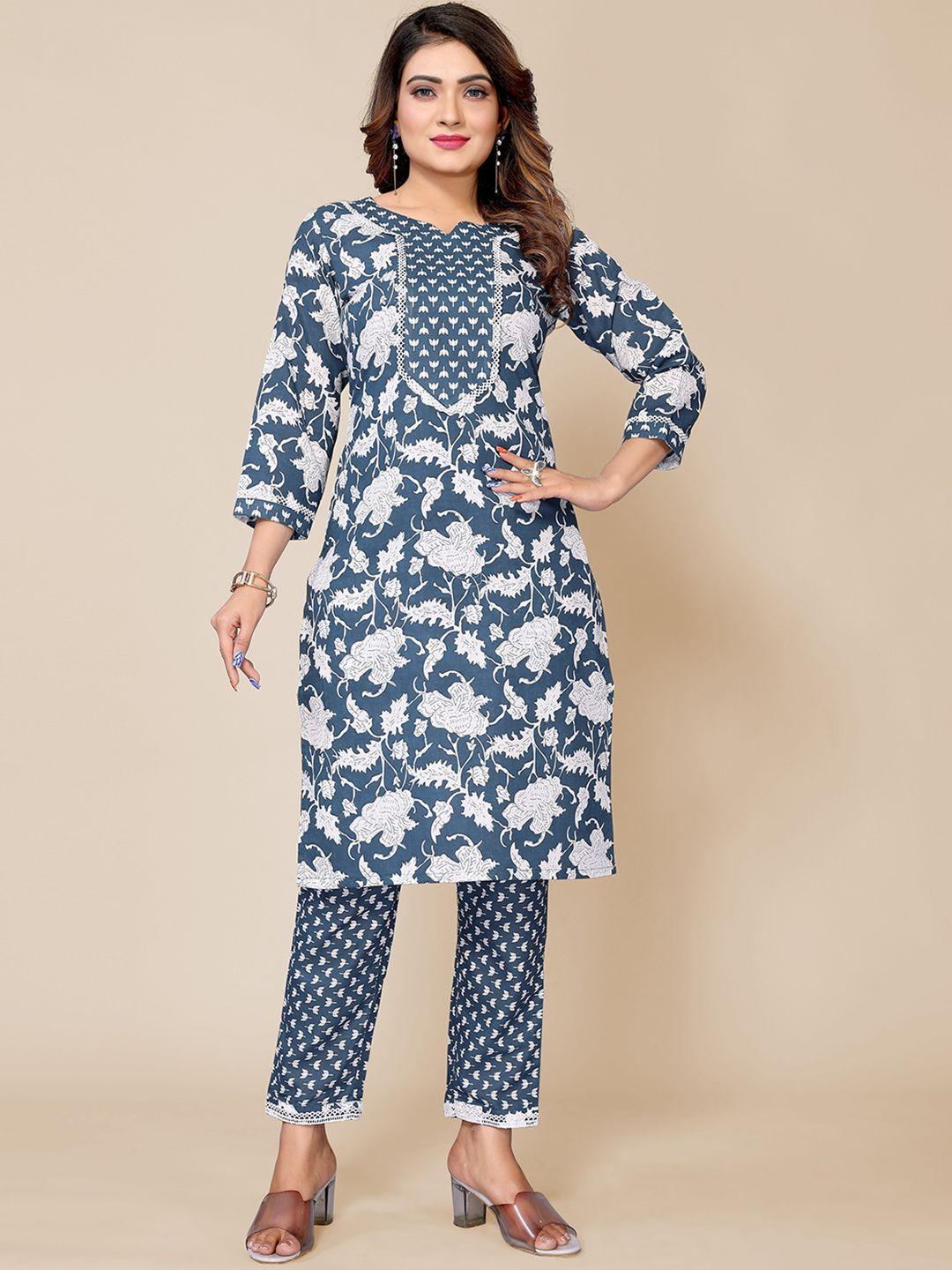 pyari - a style for every story floral printed straight kurta with trouser