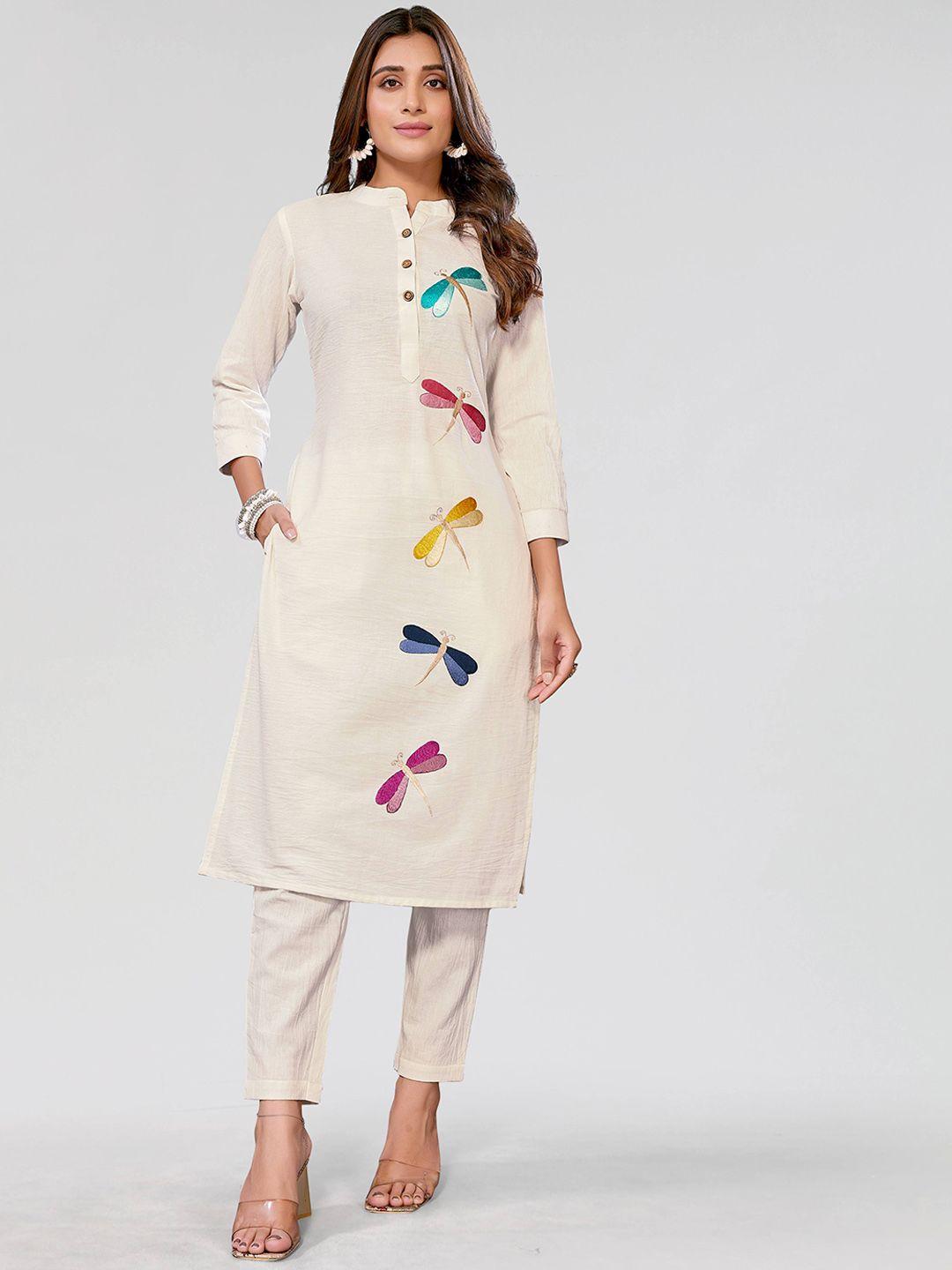 pyari - a style for every story geometric embroidered thread work kurta with trousers