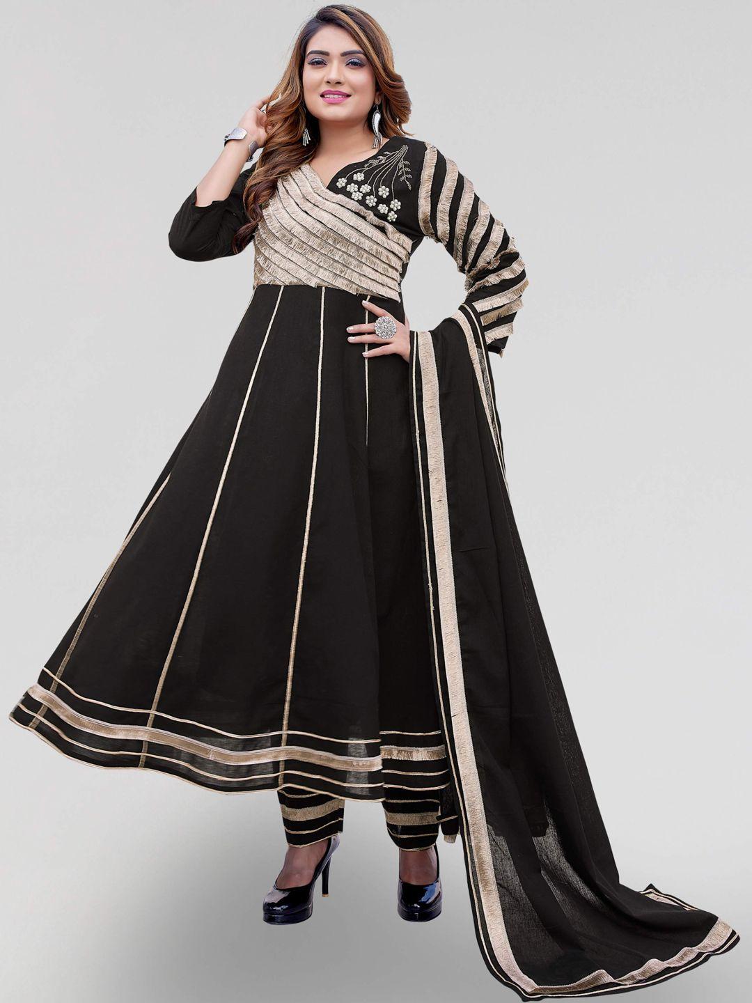 pyari - a style for every story lace work anarkali linen kurta with trousers & dupatta