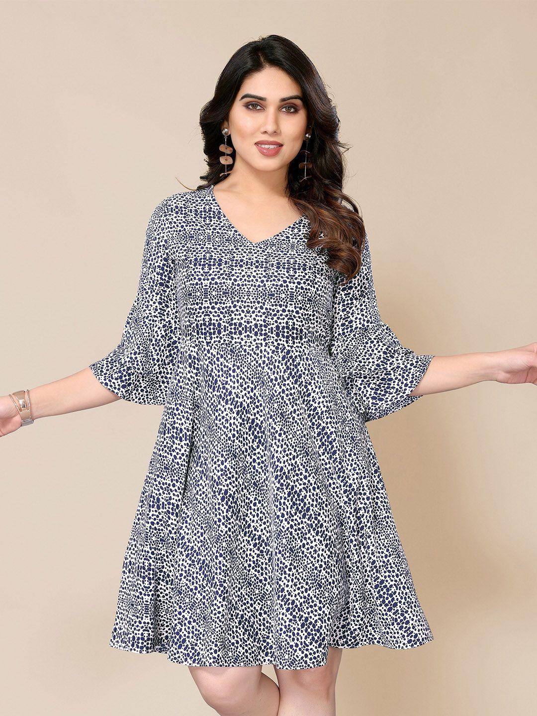 pyari - a style for every story abstract printed bell sleeves a-line dress
