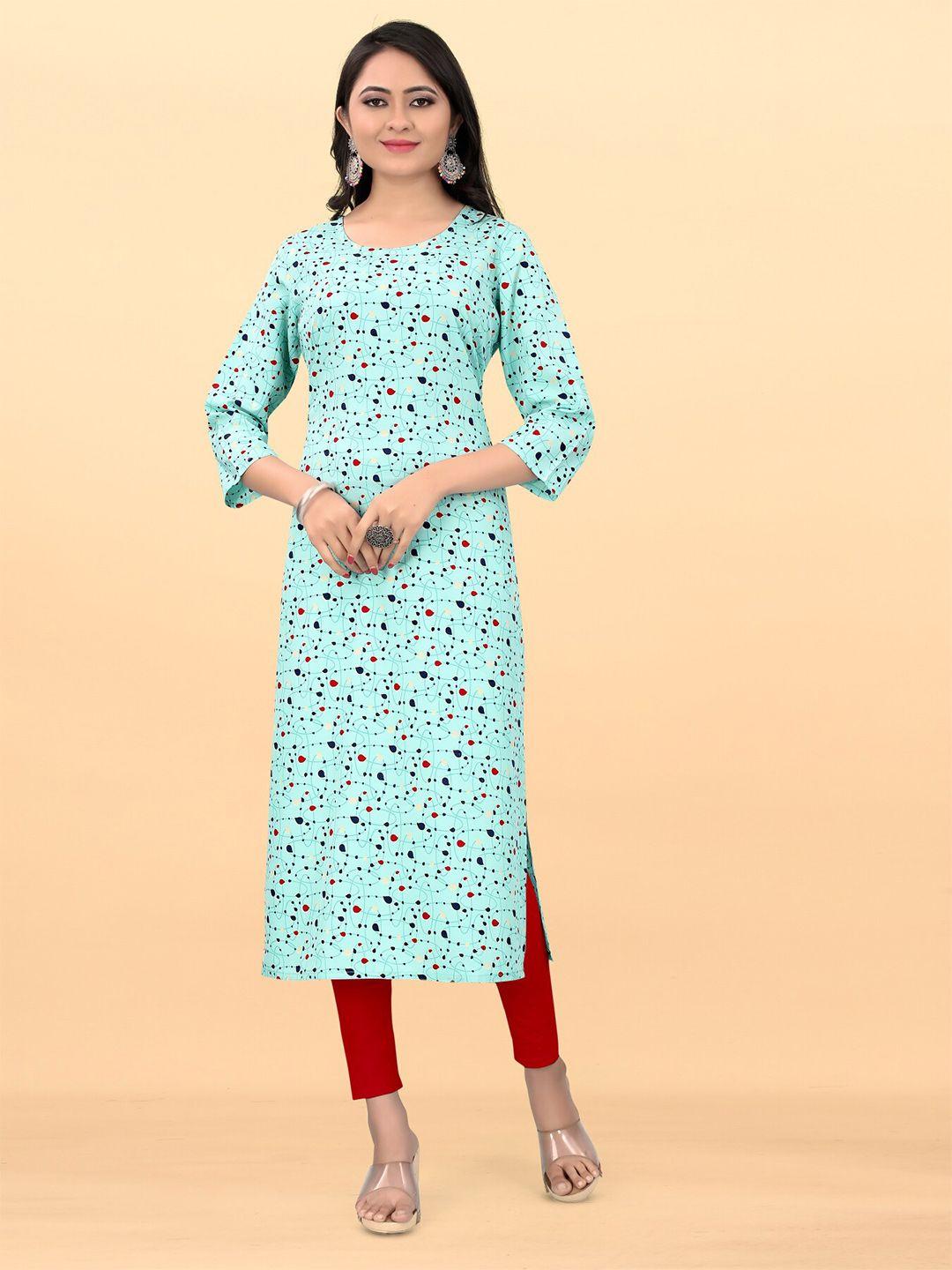 pyari - a style for every story abstract printed round neck straight kurta