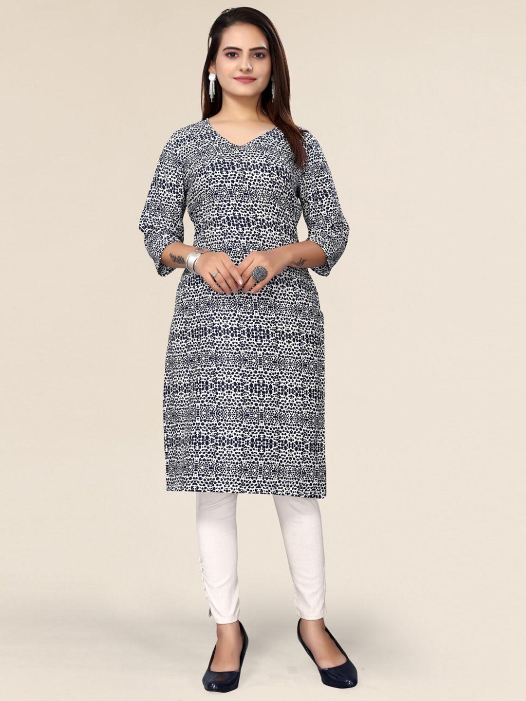 pyari - a style for every story abstract printed v-neck straight kurta