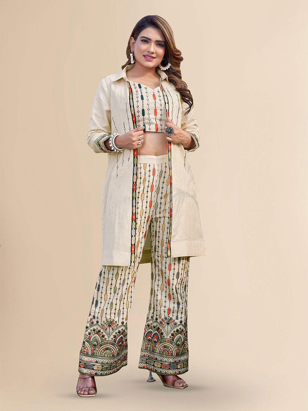 pyari - a style for every story embroidered top, shrug & palazzo co-ord's