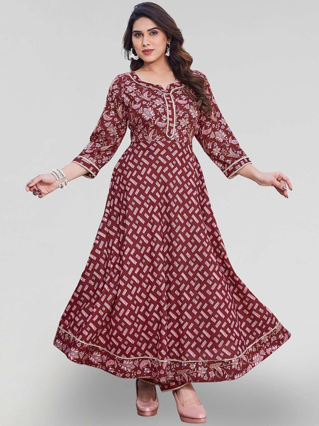 pyari - a style for every story floral printed notch neck anarkali kurta with trouser