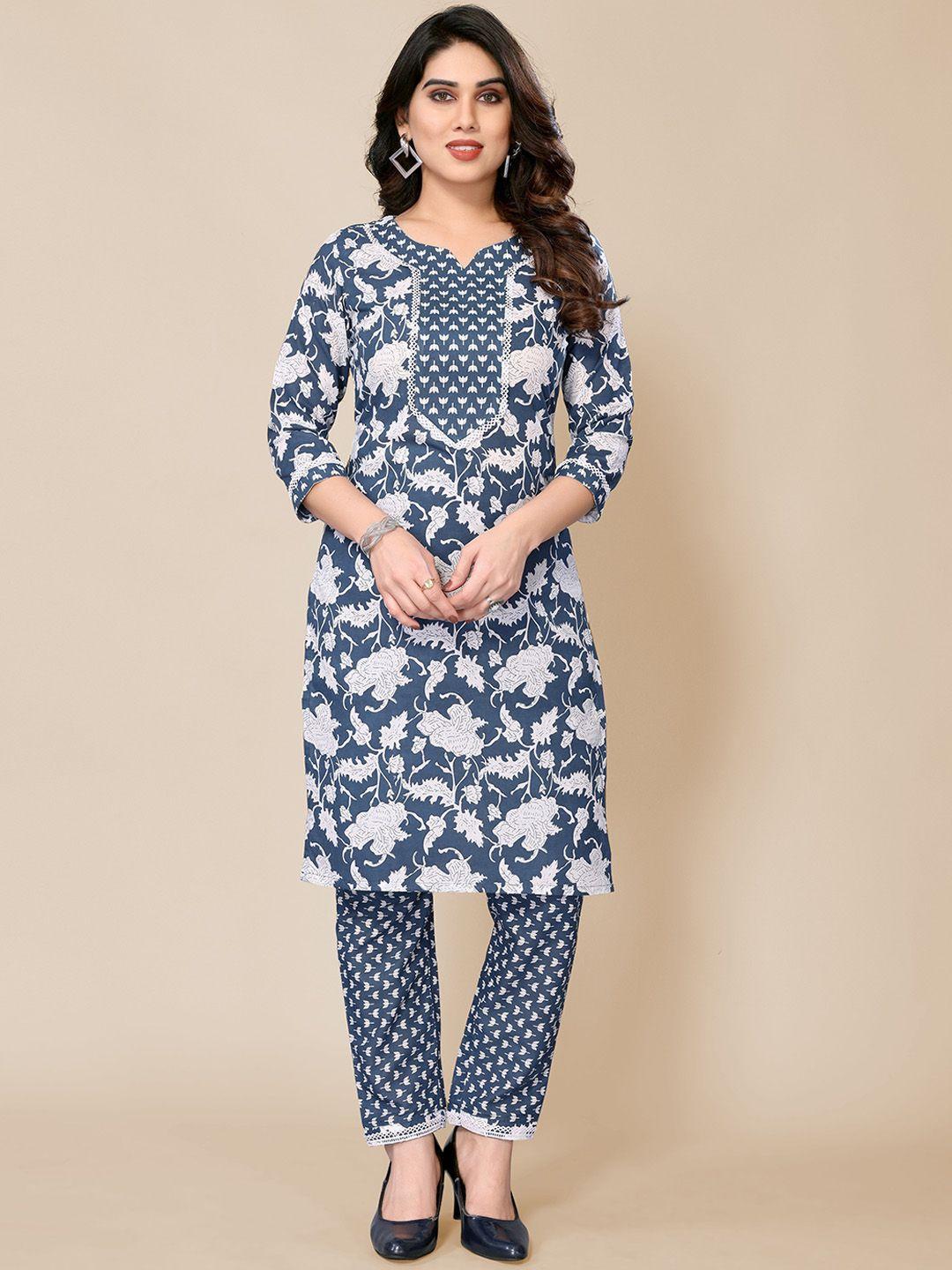 pyari - a style for every story floral printed straight kurta with pyjamas