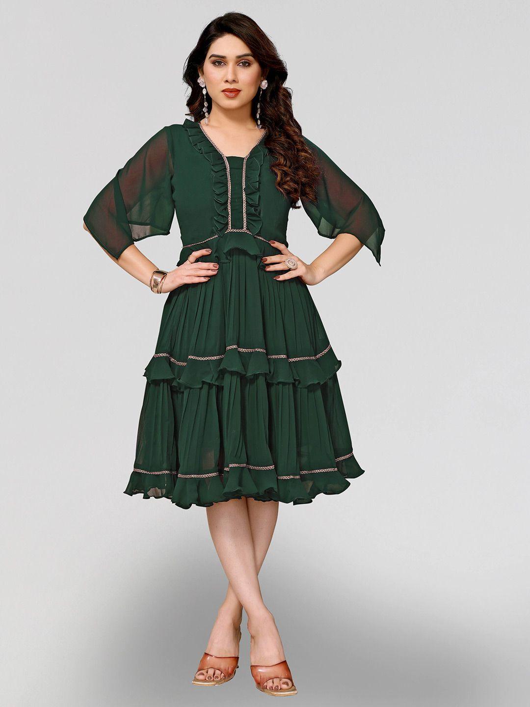 pyari - a style for every story layered georgette fit & flare dress