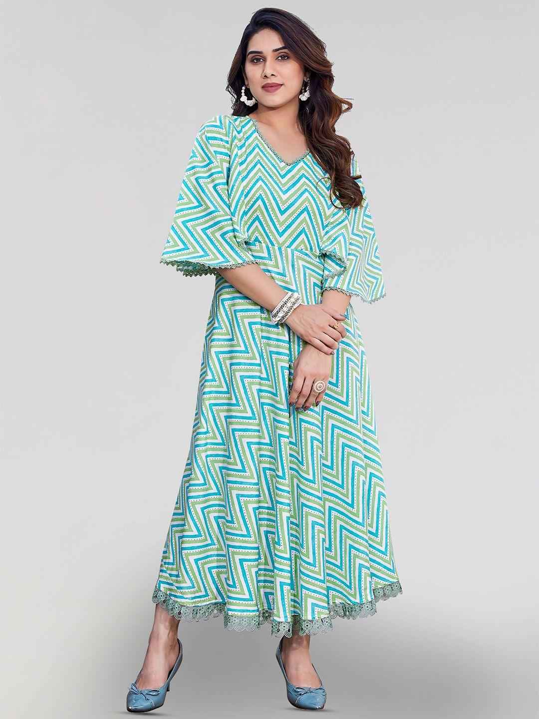 pyari - a style for every story print flared sleeve kaftan maxi dress