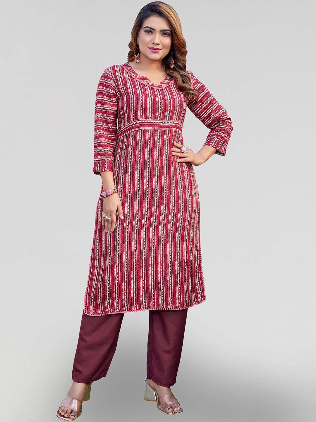 pyari - a style for every story striped regular kurta with trousers