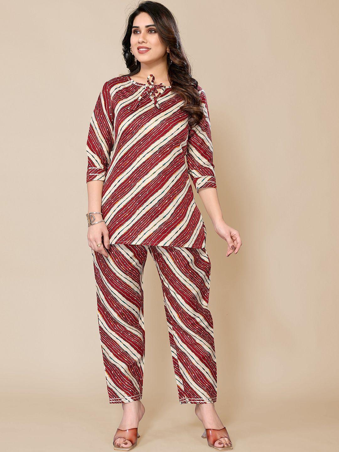 pyari - a style for every story tie-up neck printed top with trouser