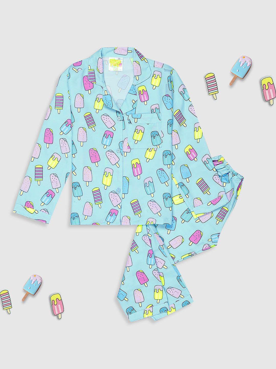 pyjama party kids conversational printed night suit