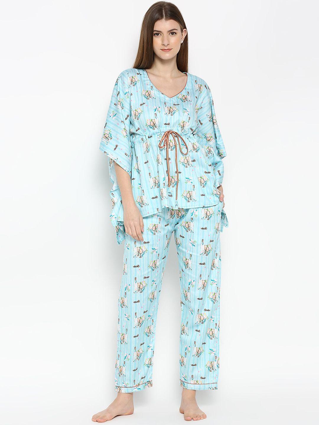 pyjama party women printed cotton night suit
