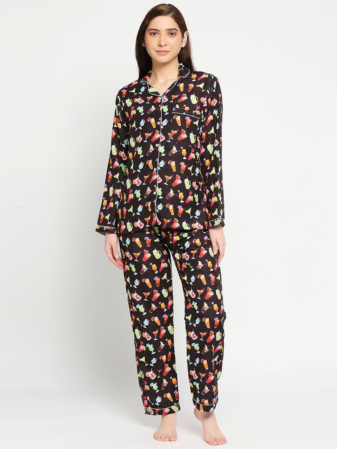 pyjama party women pure cotton printed night suit