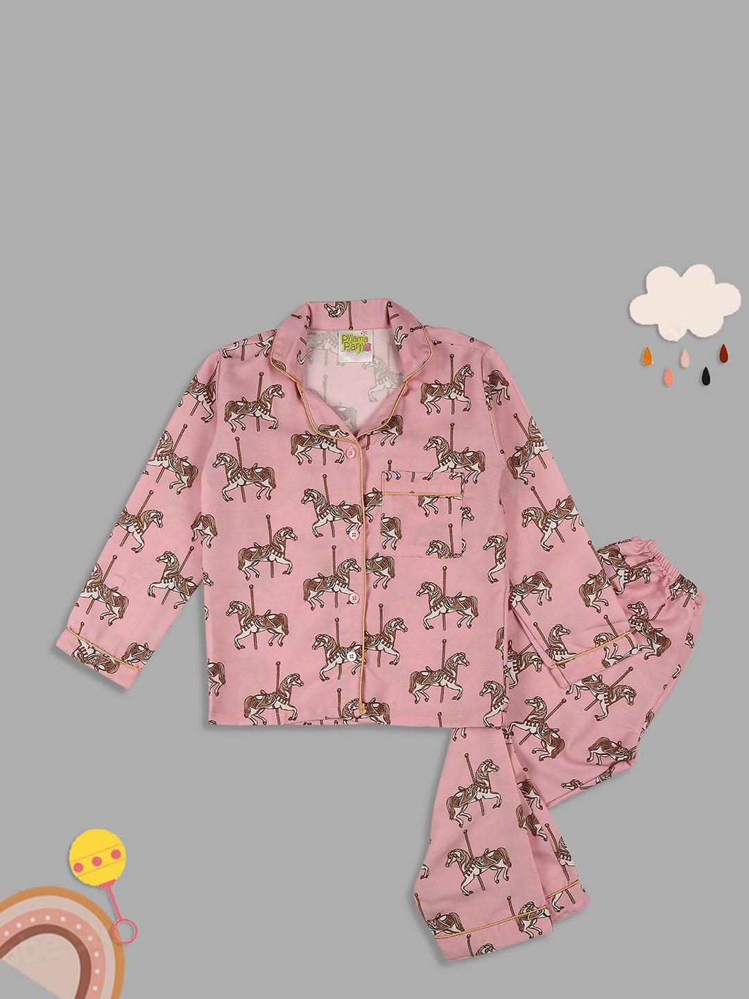 pyjama party conversational printed pure cotton night suit