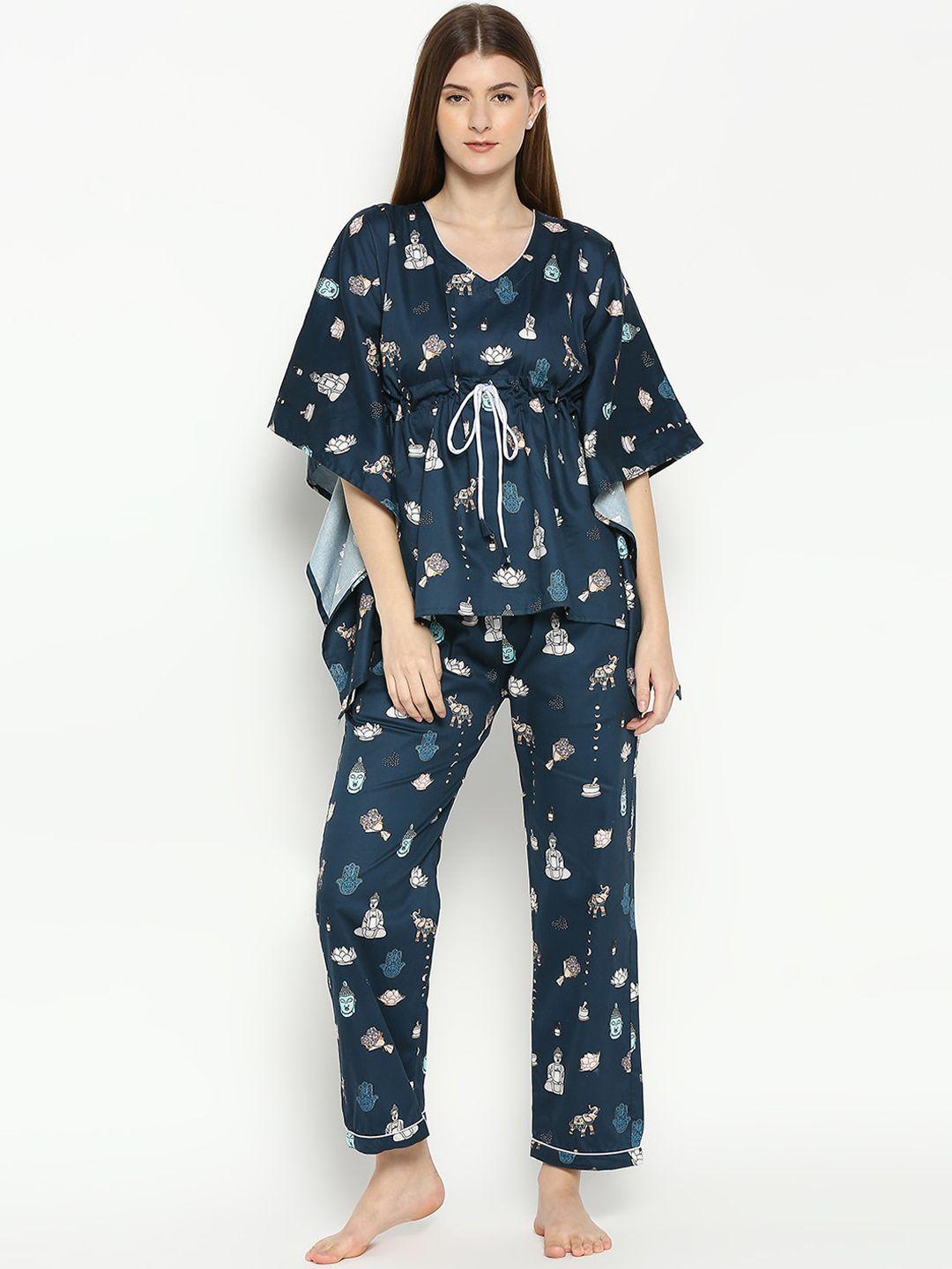 pyjama party women printed cotton night suit