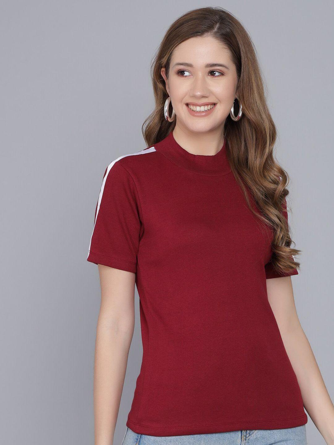 q-rious high neck short sleeves fitted top