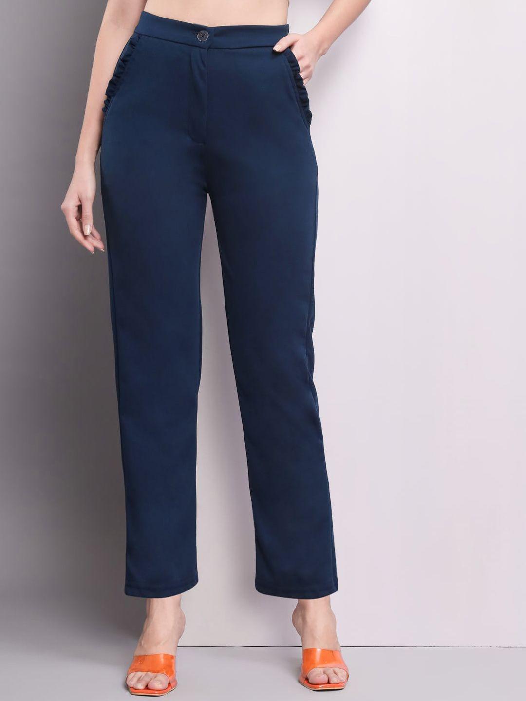 q-rious women flat-front mid-rise trousers