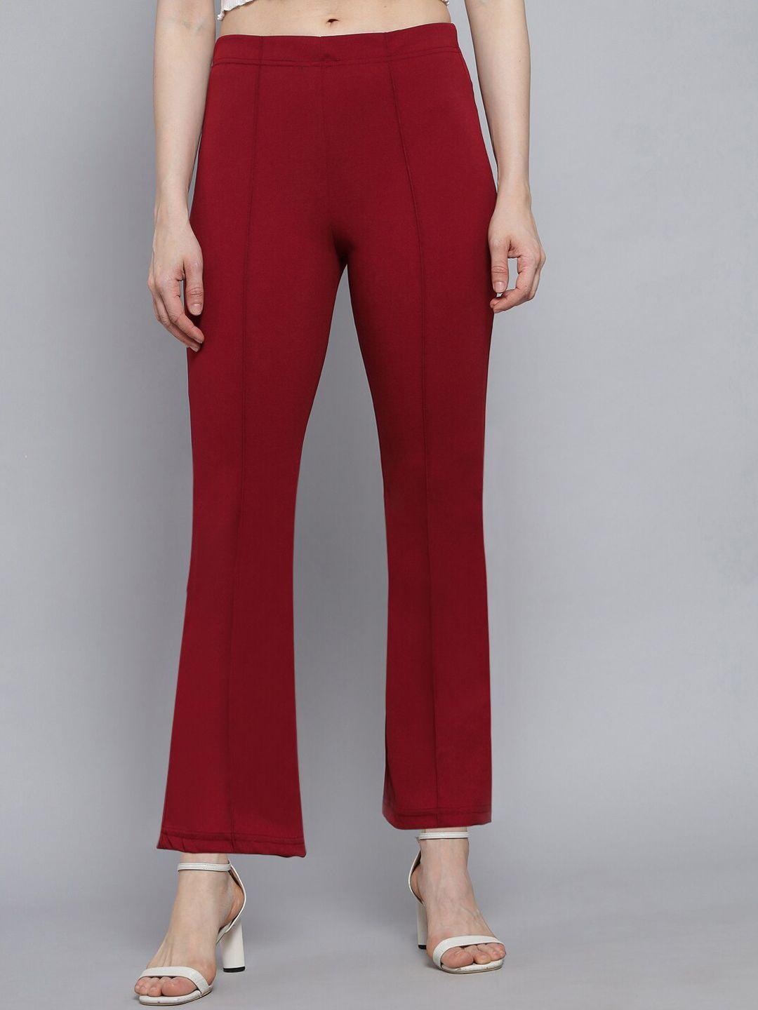 q-rious women maroon regular fit  high-rise trousers