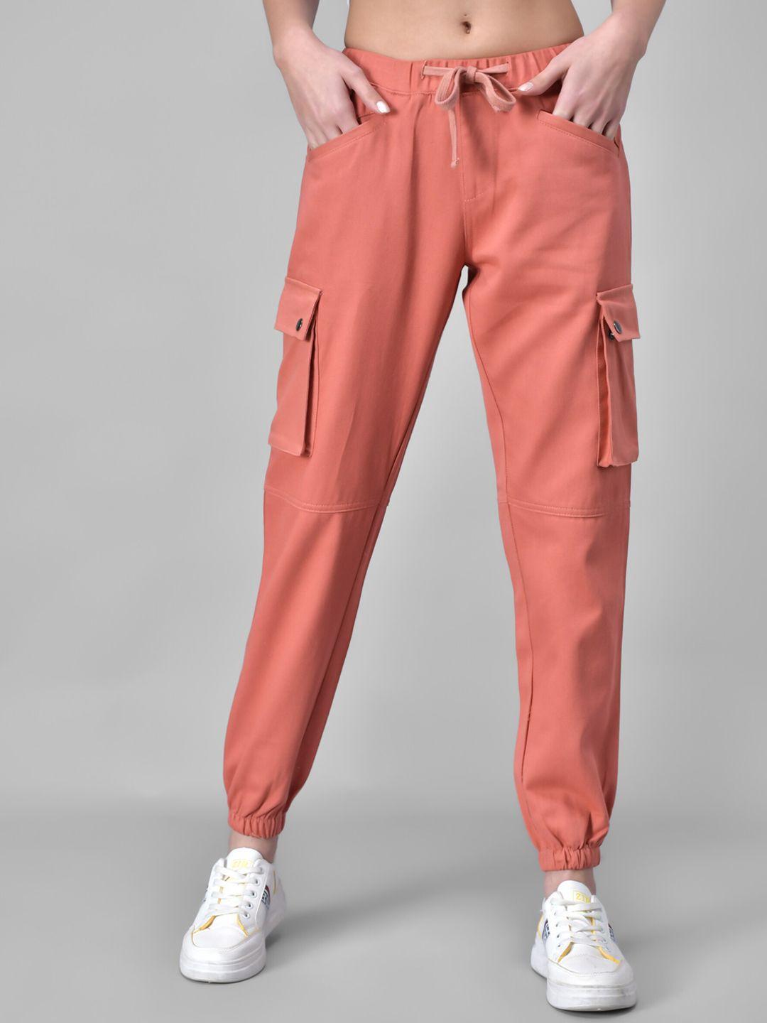 q-rious women peach-coloured joggers trousers