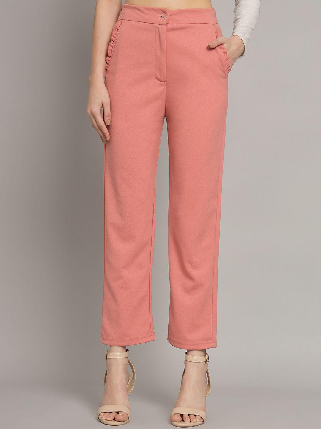q-rious women peach-coloured trousers