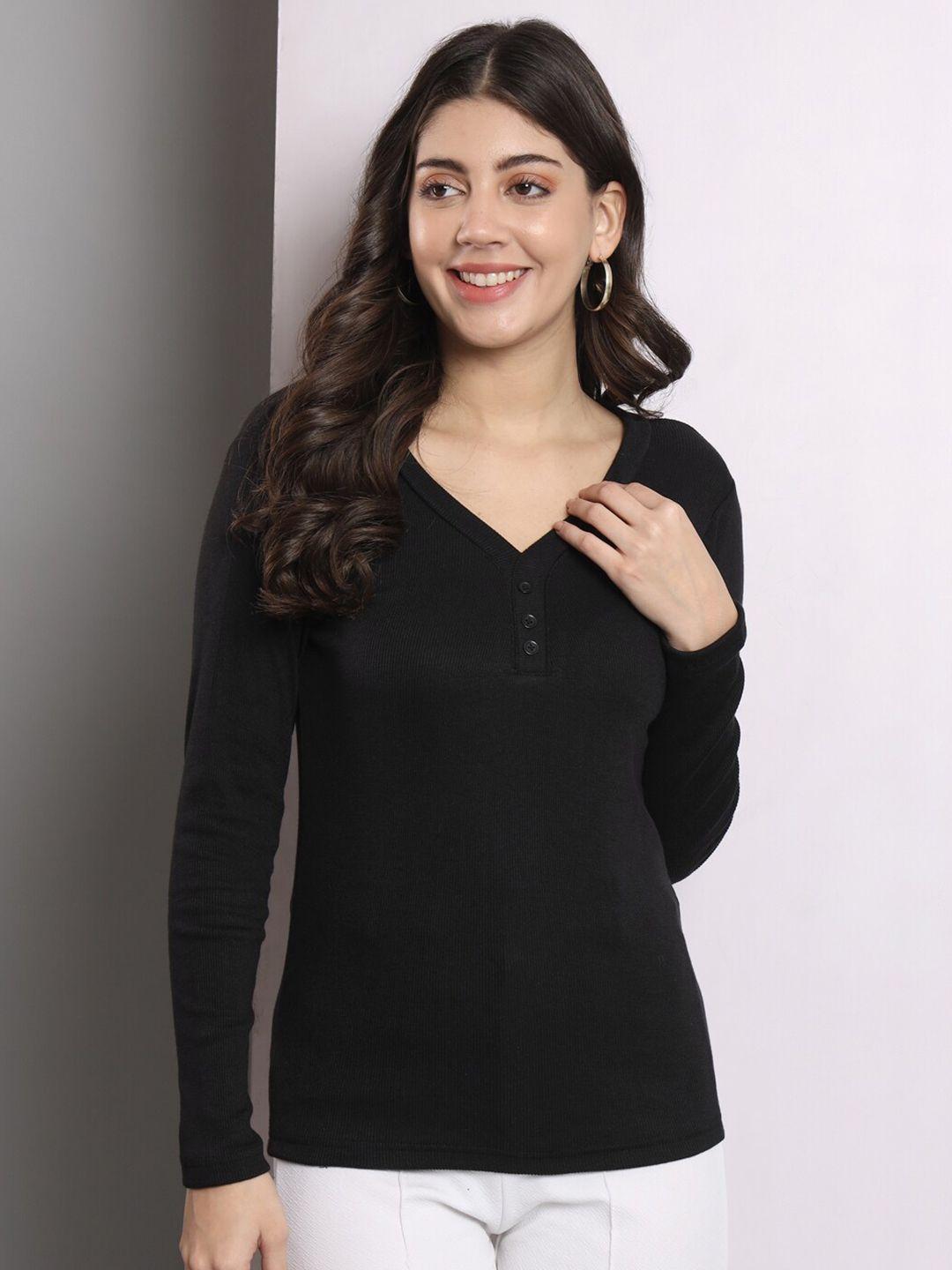q-rious long sleeves v-neck knitted fitted top