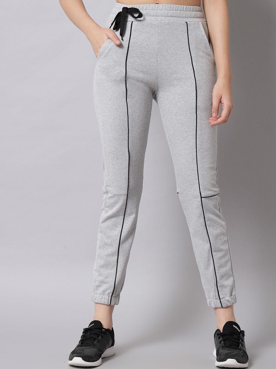 q-rious women grey solid pure cotton joggers