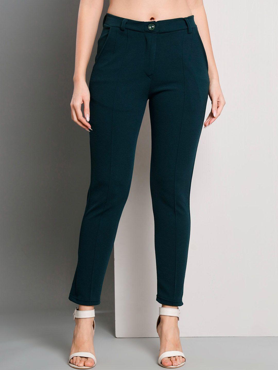 q-rious women high-rise plain regular trousers