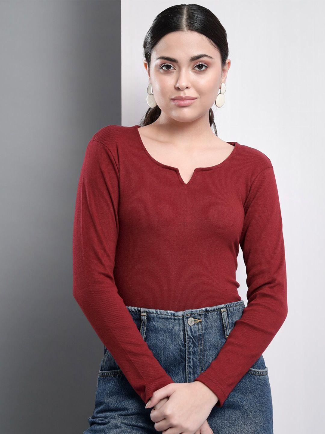 q-rious women maroon solid full sleeve top
