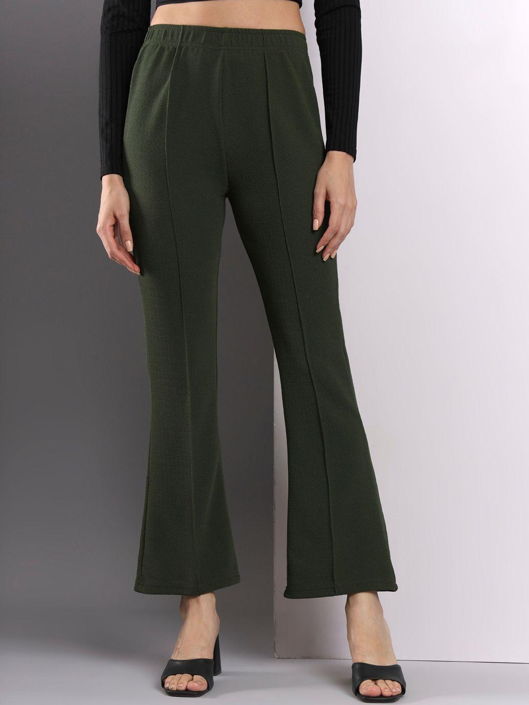 q-rious women mid rise plain bootcut trousers