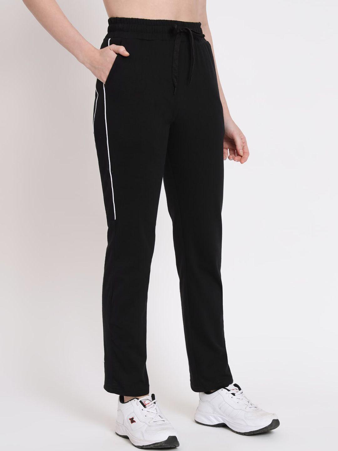 q-rious women mid-rise pure cotton track pants