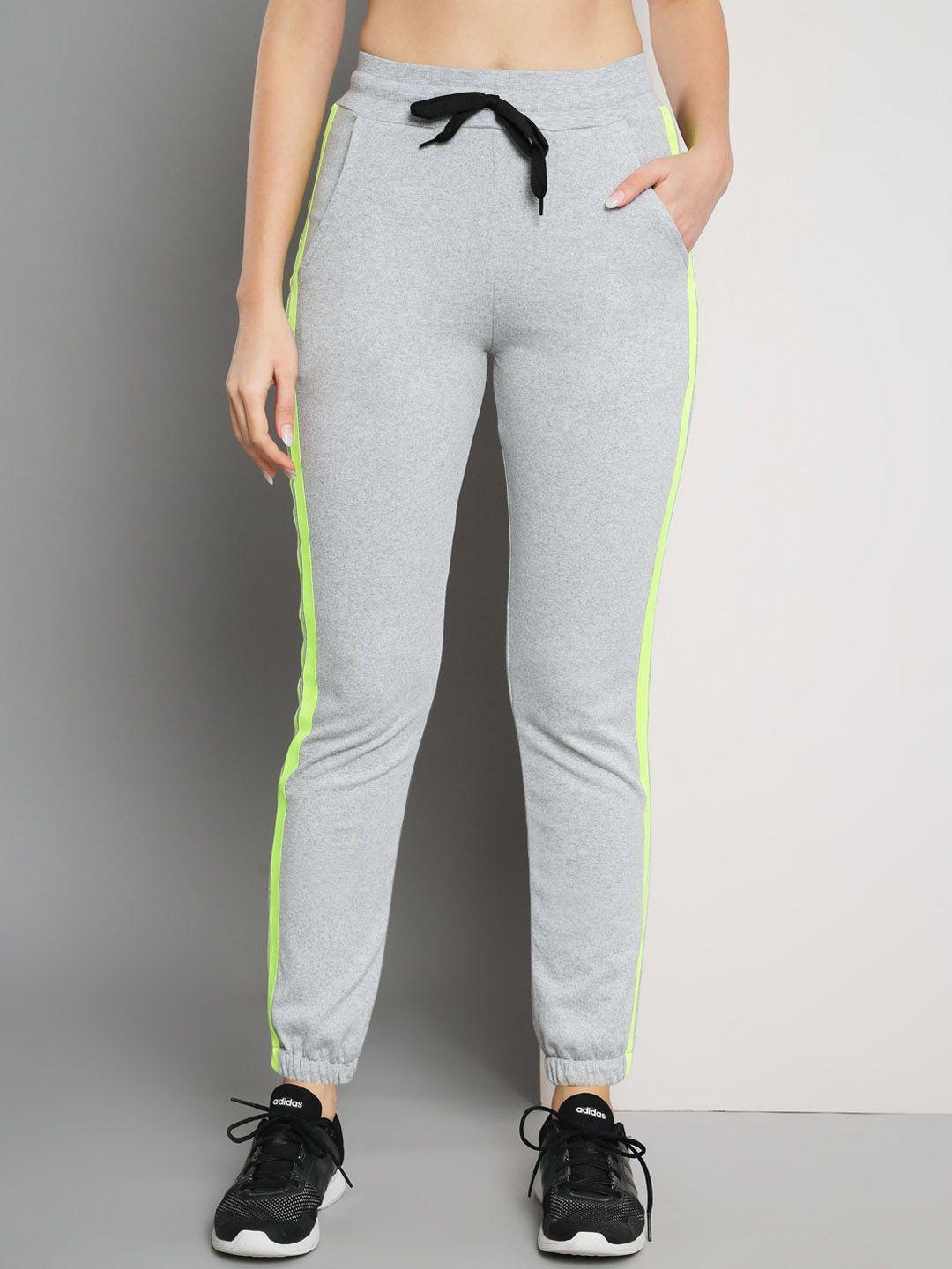 q-rious women striped mid-rise cotton joggers