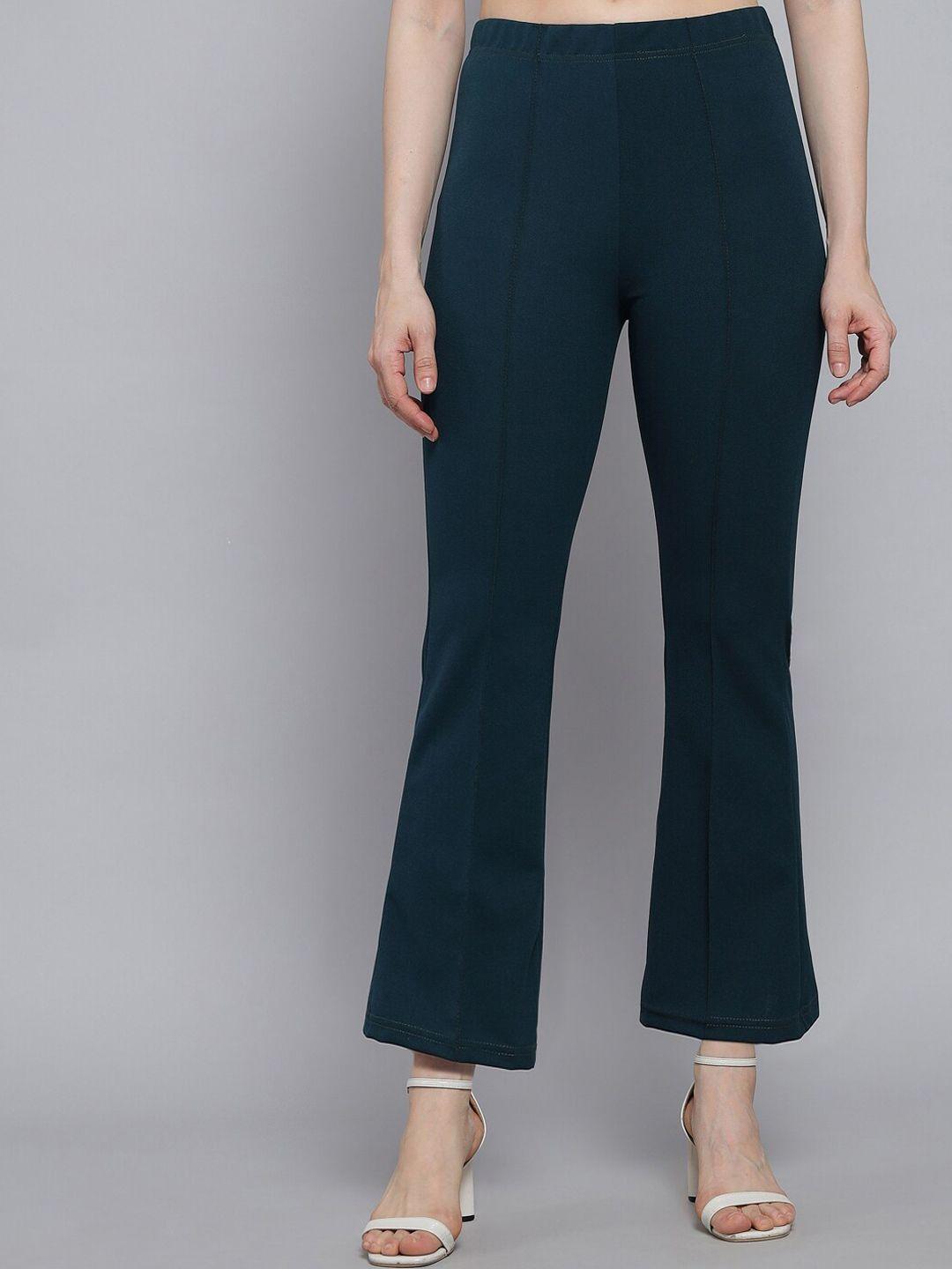 q-rious women teal high-rise trousers