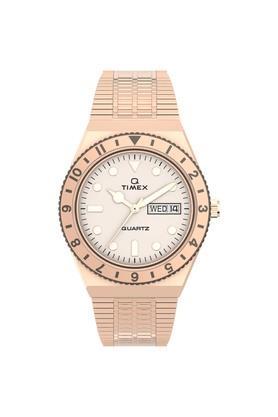 q timex 36 mm beige stainless steel analogue watch for women - tw2u95700uj