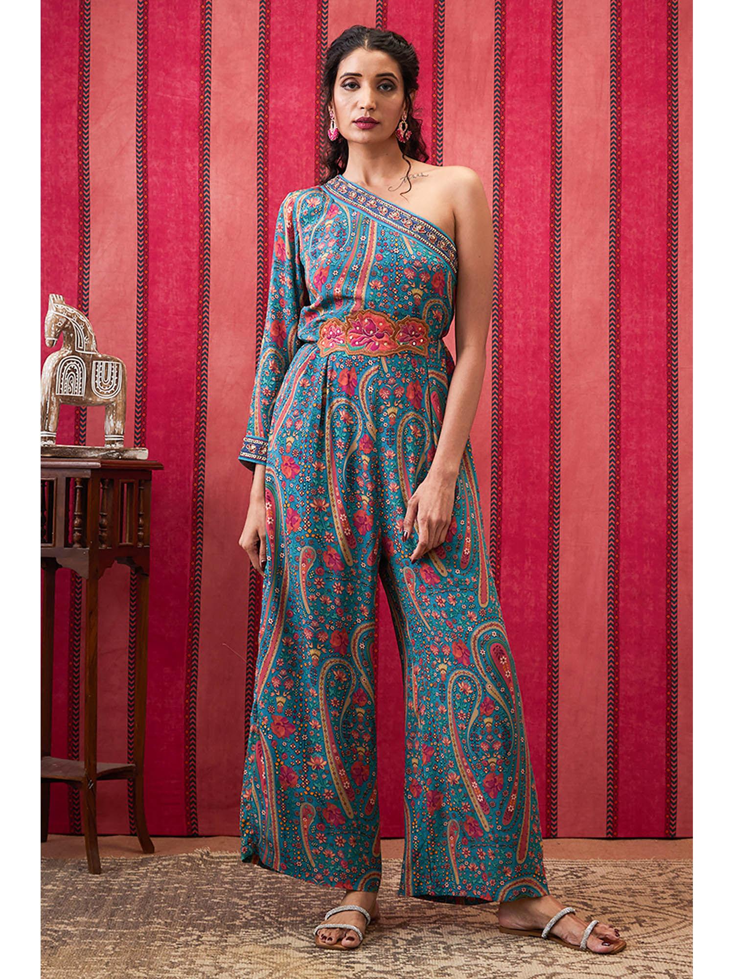 qala green paisley jumpsuit