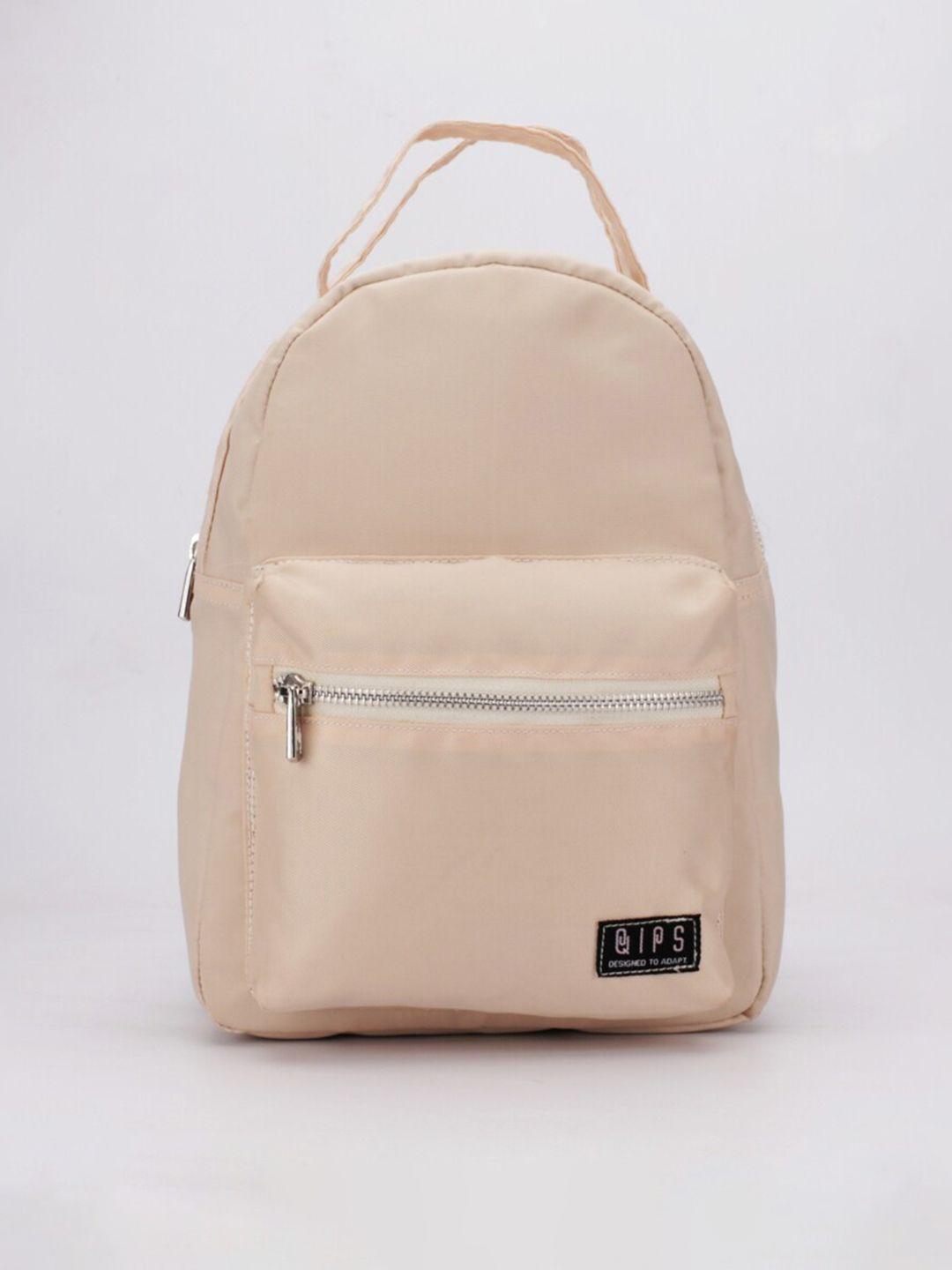 qips women cream-coloured brand logo backpack