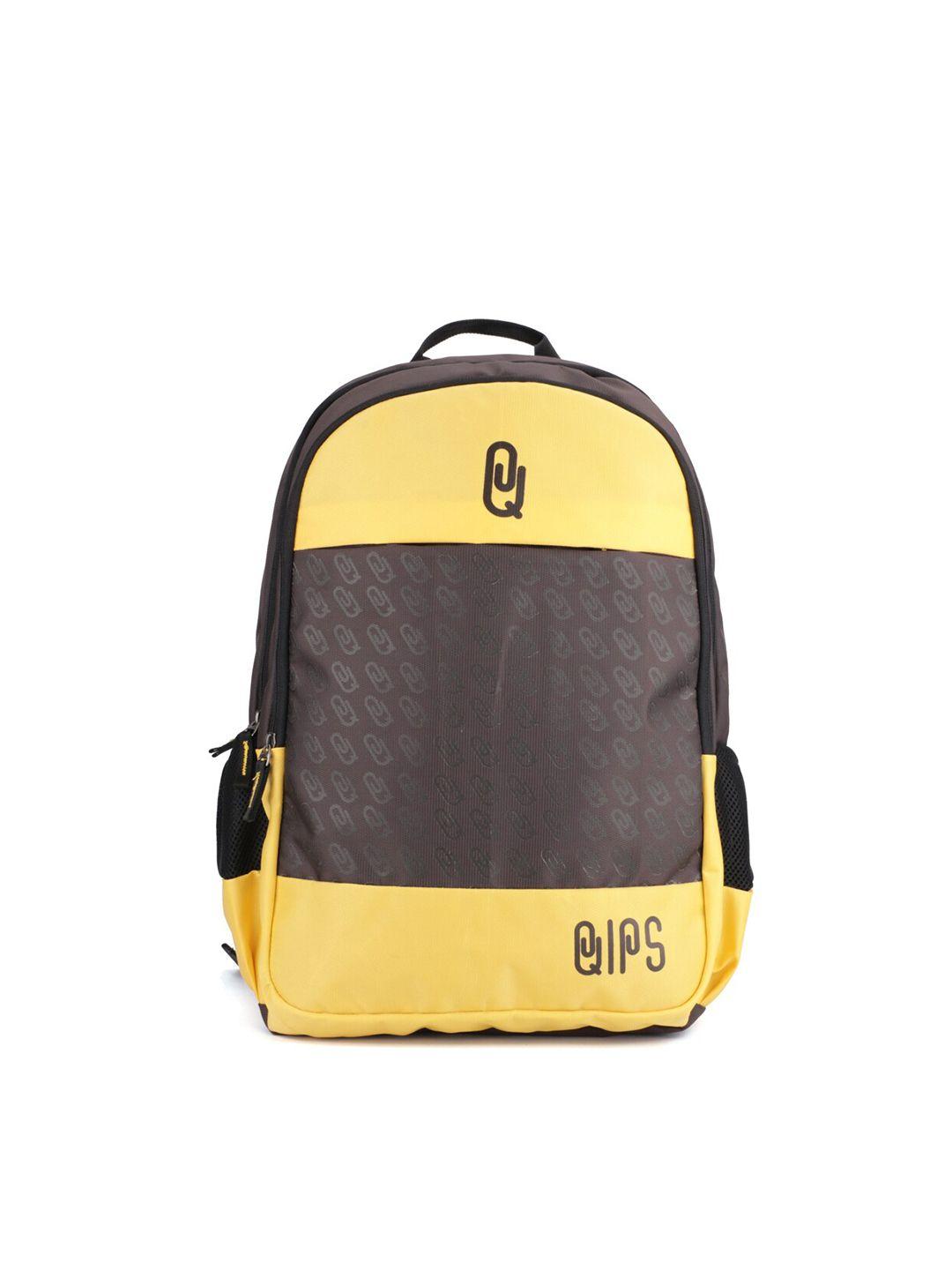 qips unisex brown & yellow brand logo 15 inch laptop backpack