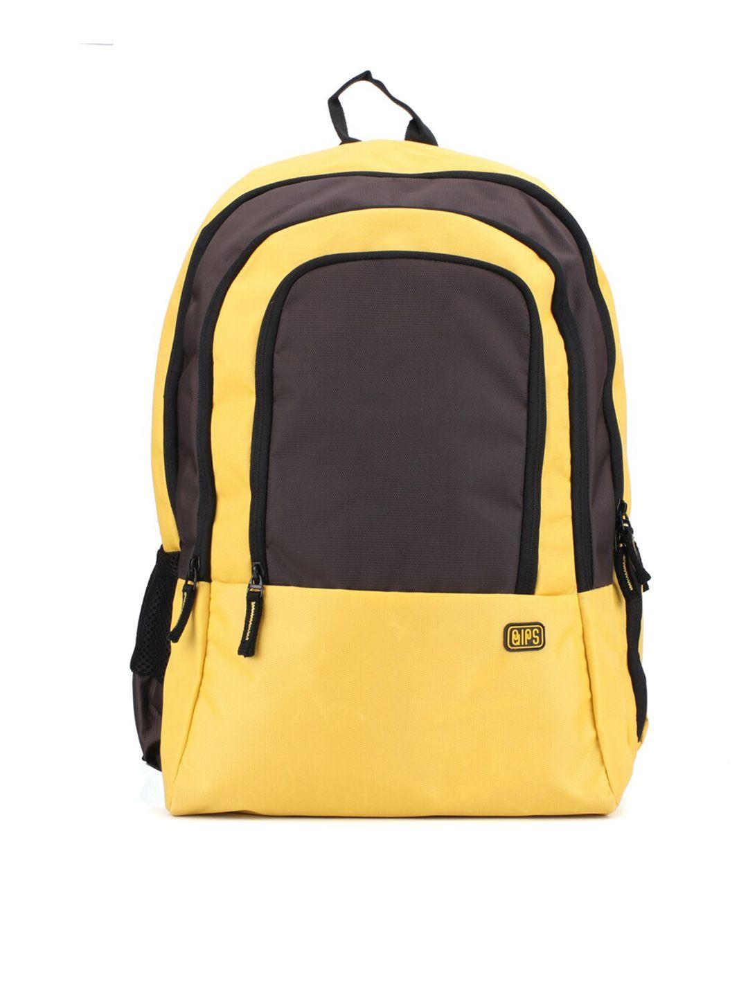 qips unisex brown & yellow colourblocked backpack