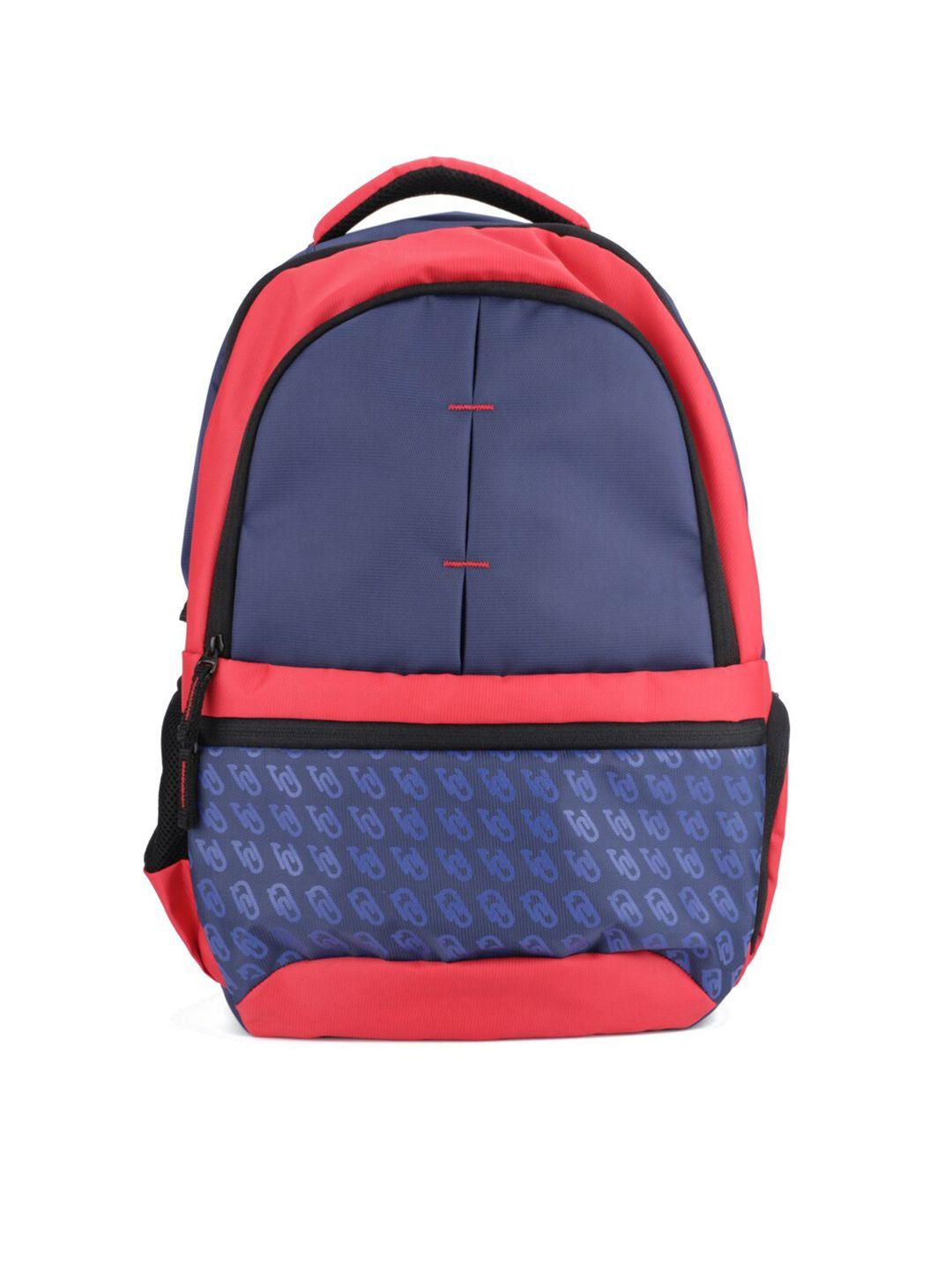 qips unisex red & blue printed polyester backpack