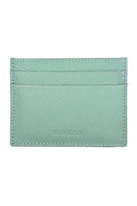 qiu solid pure leather unisex card holder - light green