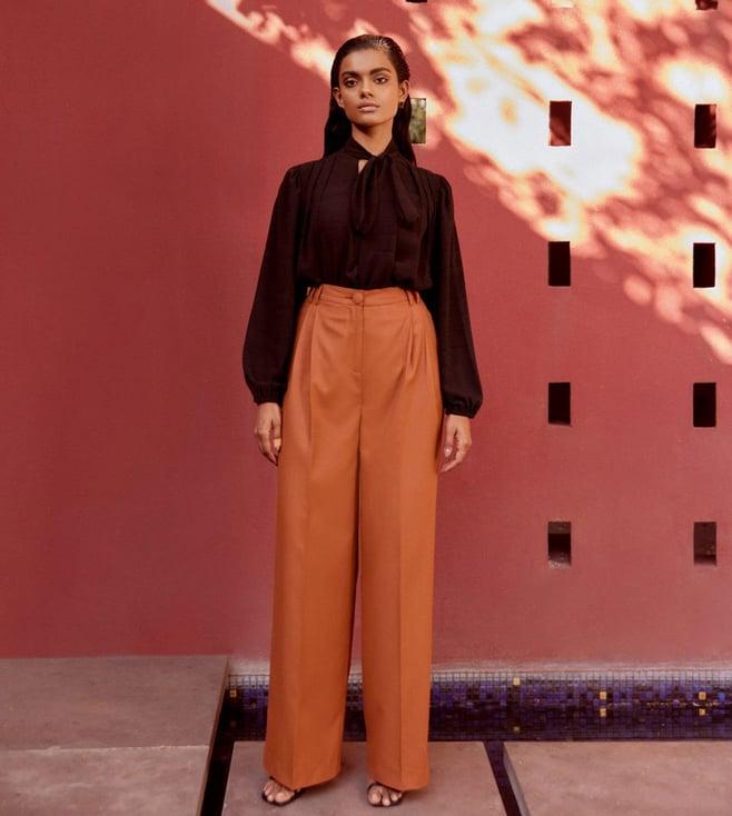 qua black & rust brown quintenssence terra elevated top with pant