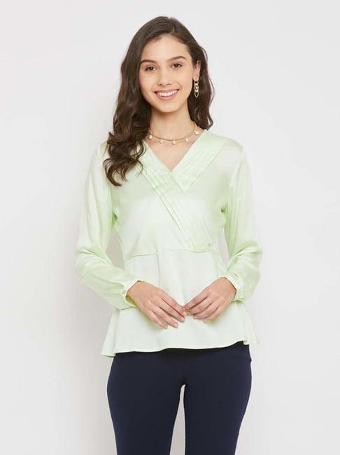 qua green cross peplum top