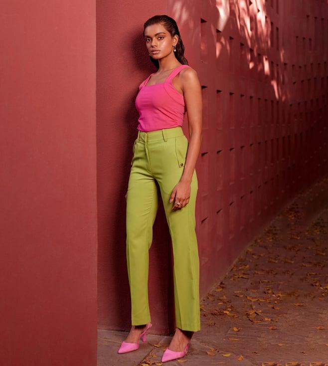 qua hot pink & pear green quintenssence perfect balance top with pant