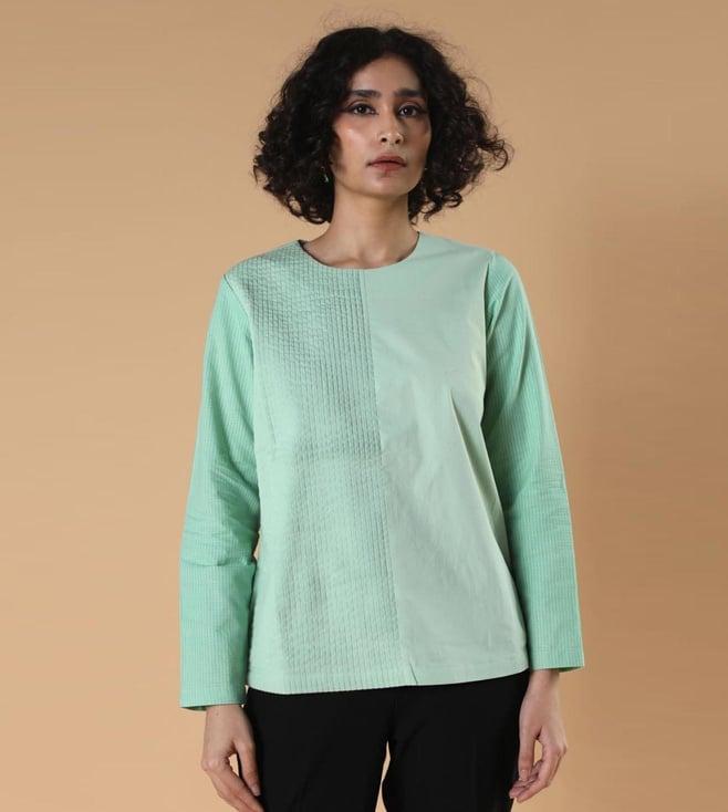 qua light green the arunima blouse