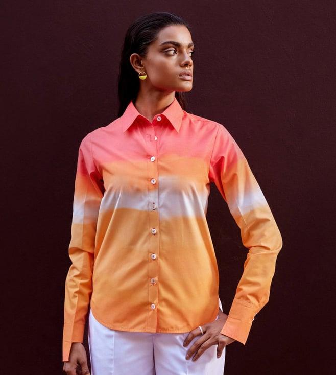qua orange ombre quintenssence button-down shirt