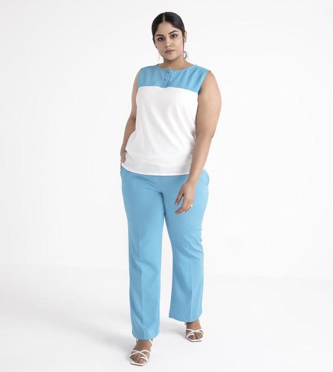 qua white and cerulean blue two-toned co-ord set