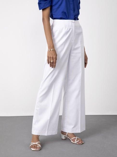 qua white high waisted flared trousers